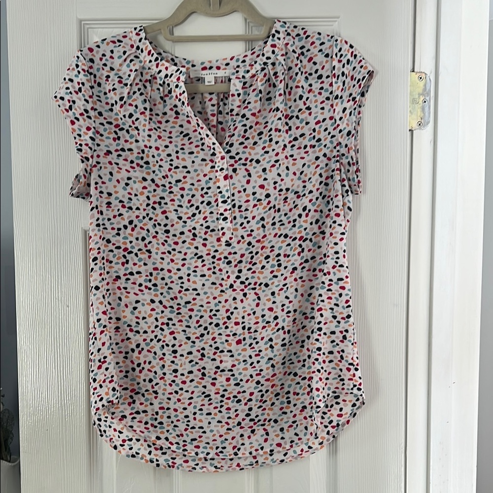 fun 2 fun Cream Puff Sleeve Blouse with Mandarin Collar